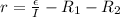 r=\frac{\epsilon}{I}-R_1-R_2