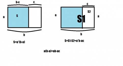 Сделайте в тетради рисунок, равенство а(b-c)=ab-ac за 5 минут