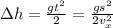 \Delta h=\frac{g t^2}{2}=\frac{g s^2}{2 v_x^2}