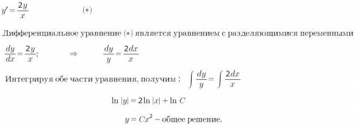 Решить простейшее дифуравнение: y` = 2y/x