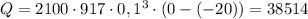 Q=2100 \cdot 917 \cdot 0,1^3 \cdot (0-(-20))=38514