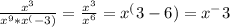 \frac{x^3}{x^9*x^(-3)} = \frac{x^3}{x^6} =x^(3-6)=x^-3