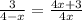 \frac{3}{4-x} = \frac{4x+3}{4x}