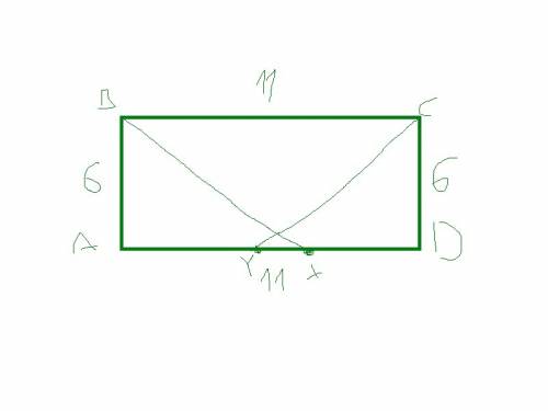 Впрямоугольнике abcd сторона ab равна 6,сторона bc равна 11. из вершин bиc проведены биссектрисы угл