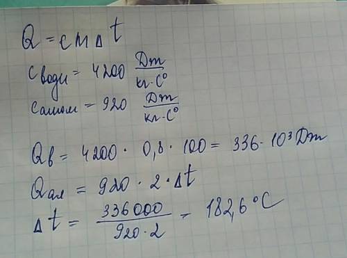 На скільки градусів нагріється шматок алюмінія що має масу 2 кг якщо йому надати такуж кількість теп