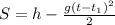 S = h - \frac{g(t- t_{1})^{2} }{2}