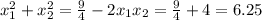 x_1^2+x_2^2= \frac{9}{4}-2x_1x_2 = \frac{9}{4} +4=6.25