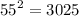 {55}^{2} = 3025