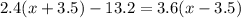 2.4(x + 3.5) - 13.2 = 3.6(x - 3.5)