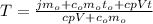 T = \frac{jm_o + c_om_ot_o + cpVt}{cpV + c_om_o}