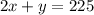 2x + y = 225