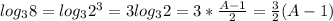 log_3 8=log_3 2^3=3log_3 2=3* \frac{A-1}{2}= \frac{3}{2} (A-1)