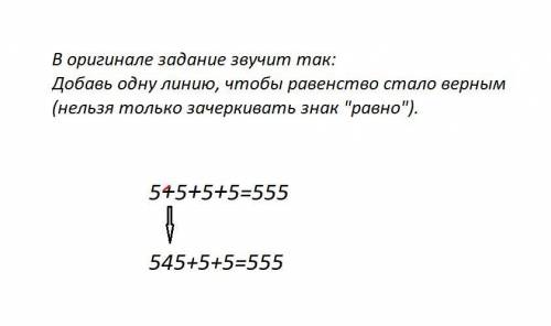 5+5+5+5=555. почему так получается? пишите свои мнение за верный ответ много .