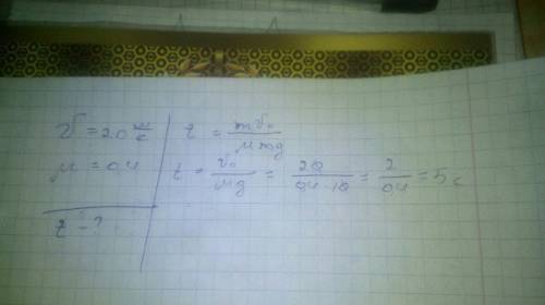 Коефіцієнт тертя між тілом і поверхнею дорівнює 0,4 визначте час гальмування тіла що рухається по го