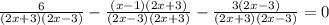 \frac{6}{(2x+3)(2x-3)} - \frac{(x-1)(2x+3)}{(2x-3)(2x+3)} - \frac{3(2x-3)}{(2x+3)(2x-3)} = 0