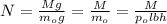 N = \frac{Mg}{m_og} = \frac{M}{m_o} = \frac{M}{p_olbh}