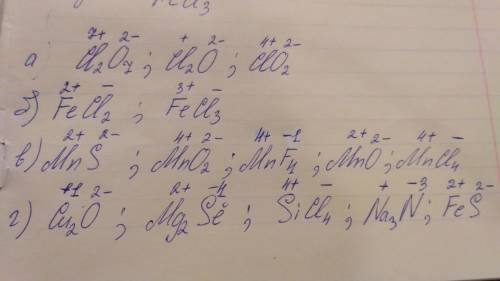 8класс нужно определить степени окисления: а) ci2o7 , ci2o , cio2 б) feci2 , feci3 в) mns , mno2 , m