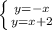 \left \{ {{y=-x} \atop {y=x+2}} \right.