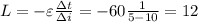 L =- \varepsilon \frac{\Delta t}{\Delta i} = -60 \frac{1}{5-10} = 12