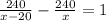 \frac{240}{x - 20} - \frac{240}{x} = 1