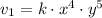 v_{1} = k \cdot x^{4} \cdot y^{5}