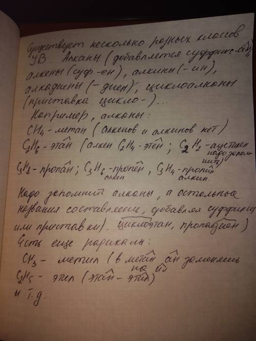 Углеводороды. объясните мне, , что обозначают разные суффиксы и приставки в углеводородах. подробно