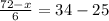 \frac{72-x}{6} =34-25