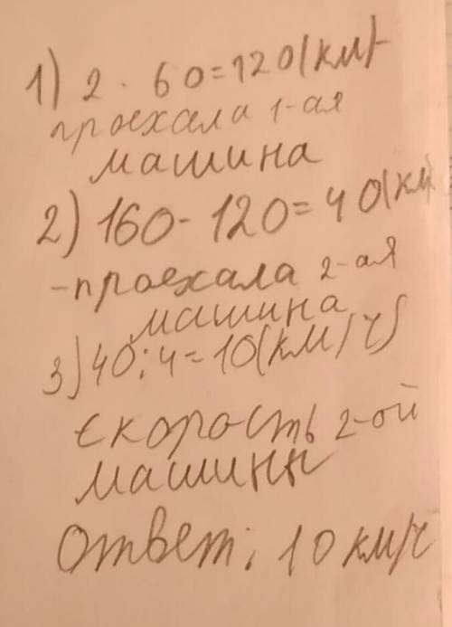 Расстояние между деревнями 160 км. одновременно в одном направлении выехали 2 машины. первая двигала