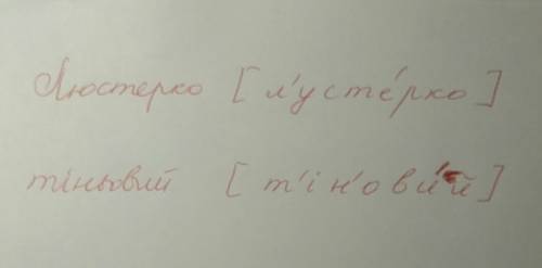 Фонетичний розбір слів люстерко та тіньовий