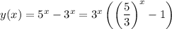 y(x)=5^x-3^x=3^x\left(\left(\dfrac53\right)^x-1\right)