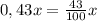 0,43x=\frac{43}{100}x