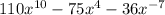 110x^{10} -75x^4 -36x^{-7}