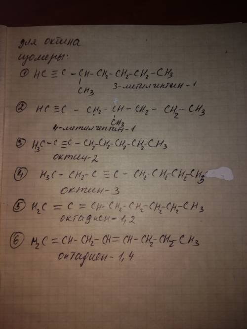 Составить реакции (галогенирование,гидрогалогенирование,горение ) изомеры (2 скелетных,2 положения и