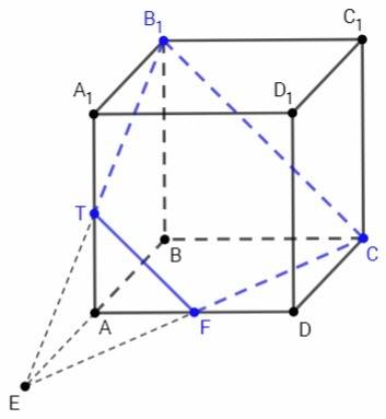 11 класс. точка т - середина ребра аа1 куба abcda1b1c1d1, длина ребра которого равна 6 см. постройте