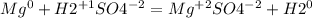 Mg^{0}+ H2^{+1} SO4^{-2}= Mg^{+2}SO4 ^{-2} +H2 ^{0}