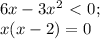 6x-3x^2\ \textless \ 0; \\&#10;x(x-2)=0&#10;