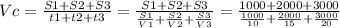 Vc= \frac{S1+S2+S3}{t1+t2+t3} = \frac{S1+S2+S3}{ \frac{S1}{V1} + \frac{S2}{V2}+ \frac{S3}{V3} } = \frac{1000+2000+3000}{ \frac{1000}{10} + \frac{2000}{15}+ \frac{3000}{20} }