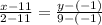 \frac{x- 11 }{2-11} = \frac{y- (-1) }{9-(-1)}