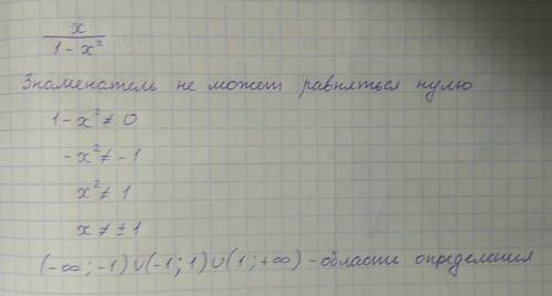 Найдите область определения выражения (только не один ответ) x/1-x^2 (/ это дробь)