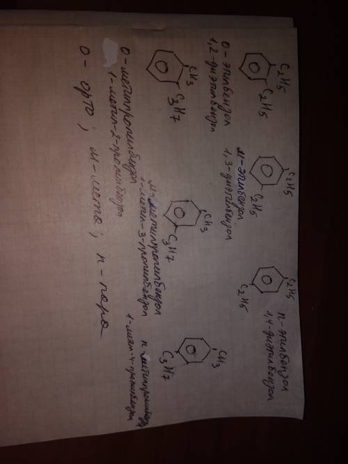 1. составьте структурные формулы изомеров положения диэтилбензола и назовите их.