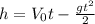 h=V_0t- \frac{gt^2}{2}