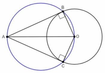 2. из точки а, которая лежит вне окружности с центром в точке о, проведены касательные ав и ас к это