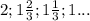 2;1 \frac23;1 \frac13;1...