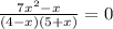 \frac{7x^2-x}{(4-x)(5+x)}=0