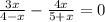 \frac{3x}{4-x} - \frac{4x}{5+x}=0