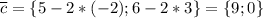 \overline{c}=\{5-2*(-2); 6-2*3\}=\{9; 0\}