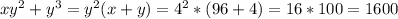 xy^2+y^3=y^2(x+y)=4^2*(96+4)=16*100=1600