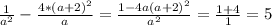 \frac{1}{ a^{2} } - \frac{4* (a+2)^{2} }{a} = \frac{1-4a (a+2)^{2} }{ a^{2} } = \frac{1+4}{1} =5