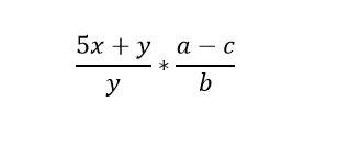(5*x+y)/y*(a-c)/b на естественном языке