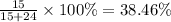 \frac{15}{15 + 24} \times 100\%= 38.46\%